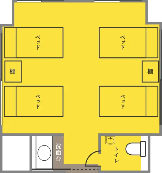 CASE02 医療機関(4床室) 間取り