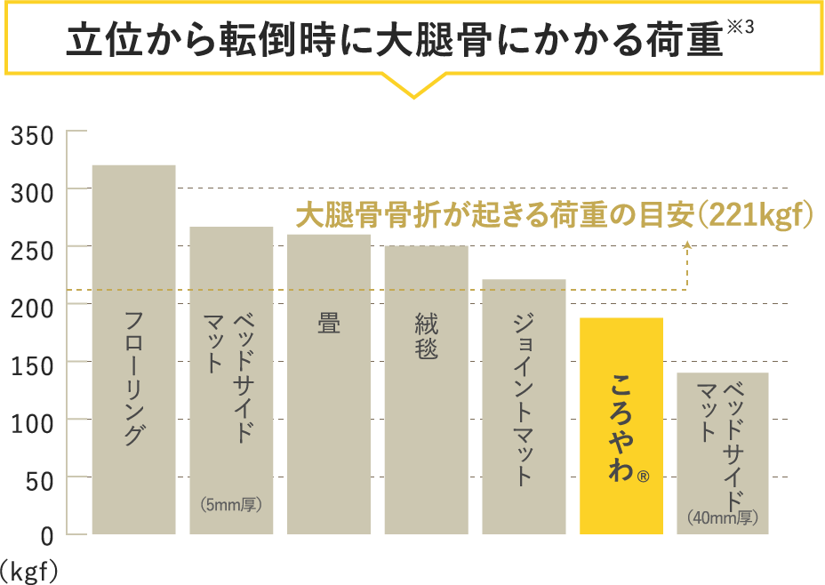 立位から転倒時に大腿骨にかかる荷重
